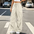 thumbnail image 3 of Aeguzox Womens Pants Elastic Waisted Outdoor Joggers Casual Loose Solid Color Cargo Pants with Multi-Pockets,Sizes S-2XL, 3 of 7