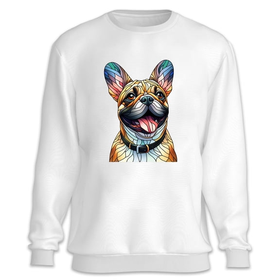 Patriotic French Bulldog Stained Glass Portrait American Flag Sweatshirt Unisex Merch Dog Lover Gifts - 01010
