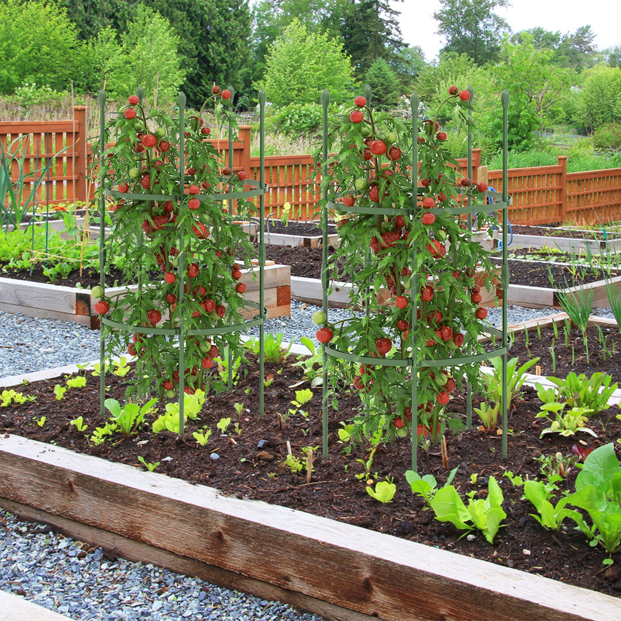 Gymax 3-Pack Garden Tomato Trellis 40'' Plant Support Cage w/ Adjustable Size for Plants