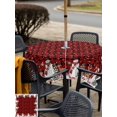 thumbnail image 4 of Outdoor Tablecloth with Umbrella Hole and Zipper, Christmas Square Table Cloth 60x60 Inch Waterproof Tablecloth, Buffalo Plaid Cute Snowman Xmas Tree Elk Snowflakes Picnic Table Cover for Patio, 4 of 7