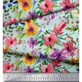 thumbnail image 3 of Soimoi Japan Crepe Satin Fabric Flower & Leaves Watercolor Print Fabric by Yard 42 Inch Wide, 3 of 3