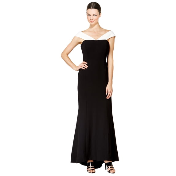 CALVIN KLEIN $199 Womens New 1215 Black Off Shoulder Fit + Flare Dress 12 B+B