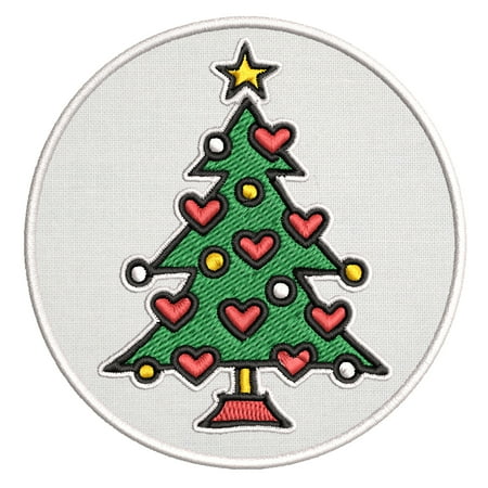 Christmas Stocking Panels To Sew Heart Christmas Tree Embroidered DIY Iron on or Sew-on Decorative Patch Badge Emblem Appliques Holiday Stocking Christmas Series ()