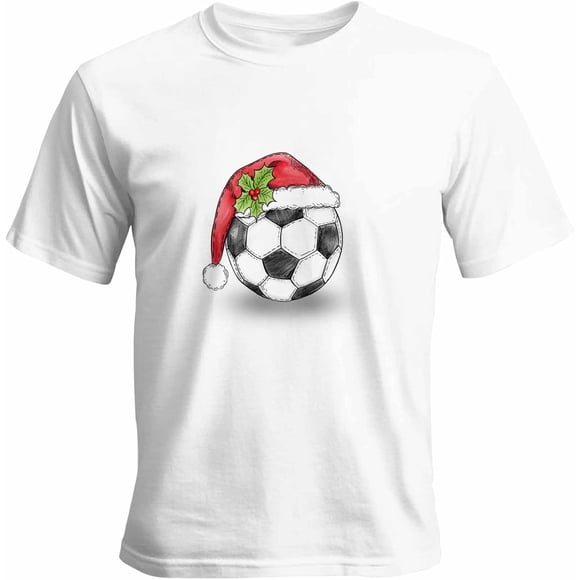 Camisetas casuales de manga corta con gorro de Papá Noel para hombre, camisetas gráficas de fútbol