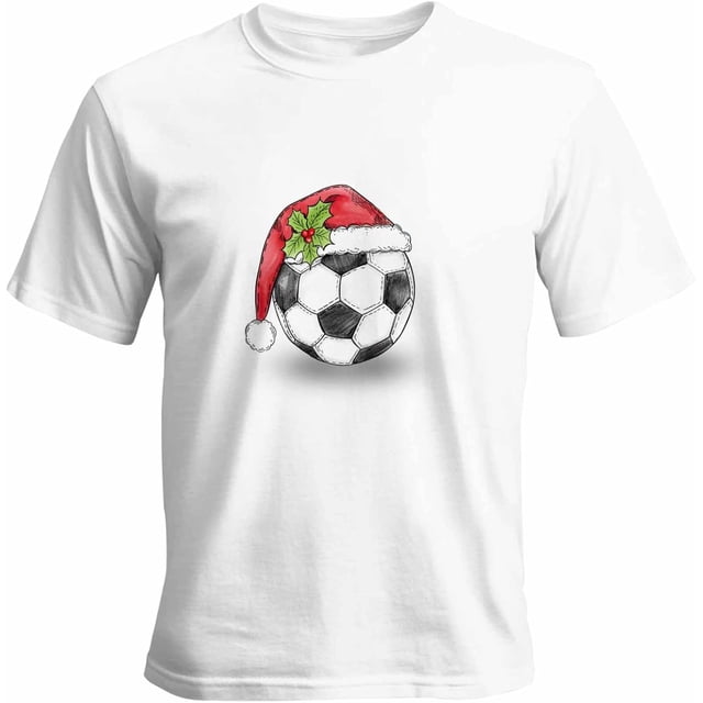 Camisetas casuales de manga corta con gorro de Papá Noel para hombre, camisetas gráficas de fútbol