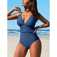 thumbnail image 4 of Asoul Scalloped One Piece Swimsuit Women Ruched Tummy Control Bathing Suit Cut Out Monokini Swimwear, 4 of 6