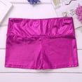 thumbnail image 4 of JanJean Girls Metallic Shiny Sports Shorts Ballet Dance Workout Gymnastic Hot Shorts Bottoms Activewear Rose 14, 4 of 6