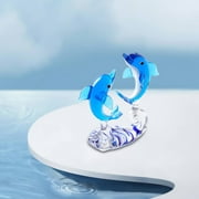 Piwvid Oceanic Glass Art Double Layer Figurines, Handmade Miniature Sea Creature Sculptures for Home, Office Decor, Birthday Gift for Collectors, All Ages