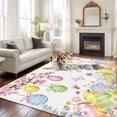 thumbnail image 3 of Easter Bunny Area Rug 5x8 Washable Rug Non Slip Colorful Easter Eggs Spring Pink Peach Flowers Large Area Rug Soft Stainresistant Indoor Floor Carpet for Living Room Bedroom Home Office Dining Room, 3 of 8