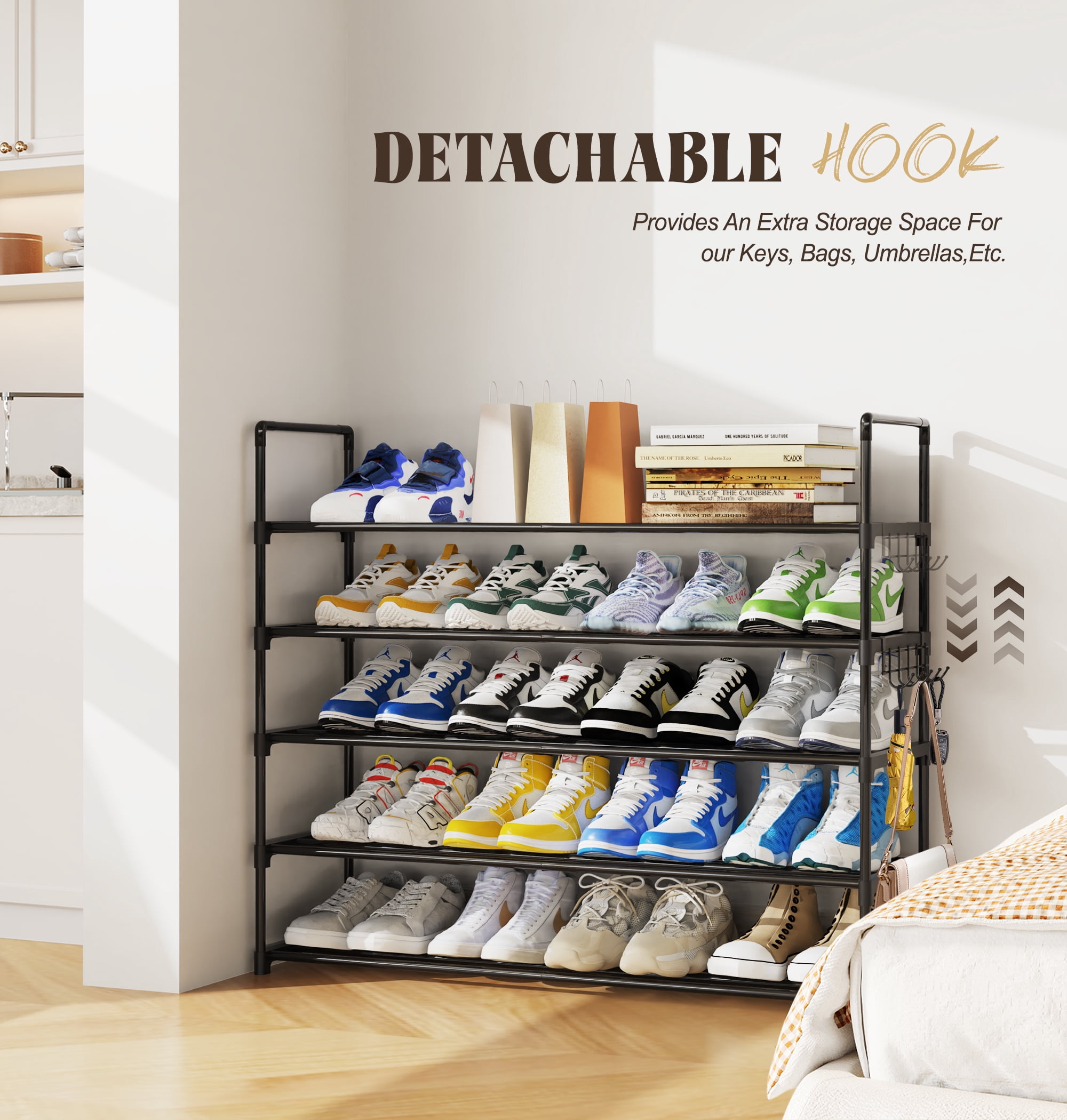 Riousery 5-Tiers Shoe Rack Shoe Storage Organizer for Entryway Closet, 35.5 Inch Length Stackable Shoe Shelf Hold up to 25-30 Pairs Shoes