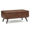 thumbnail image 6 of Owen 42 inch Wide Mid-Century Modern Lift Top Large Coffee Table Storage Ottoman in Distressed Saddle Brown Vegan Leather, 6 of 12