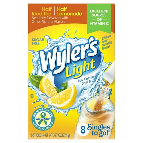 Wyler's Light Half Iced Tea Half Lemonade Low Calorie Drink Mix, 8 count, 0.97 oz pack of 1