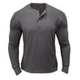 thumbnail image 3 of Long Sleeve Henley Shirt for Men Solid Vintage Cotton Sweatshirt Winter Comfy Loungewear Outdoor Sports Pullover, 3 of 4