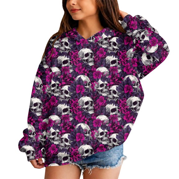 Grblisyd Cute Hoodies for Teen Girls Halloween Trendy Oversized Long Sleeve Hooded Sweatshirts Fashion Casual Outfits Fall Winter Clothes