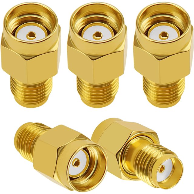Adaptador RP-SMA macho a SMA hembra de 5 piezas, convertidor de adaptador coaxial SMA, conector coaxial de adaptador SMA para antena WiFi, FPV, gafas, enrutador