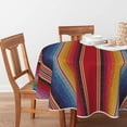 thumbnail image 3 of Mexico Tablecloth 60x60 Inch Round, Halloween Cinco De Mayo Fiesta Colorful Stripes Washable Seasonal Table Cover for Party Picnic Dinner Decor, 3 of 6