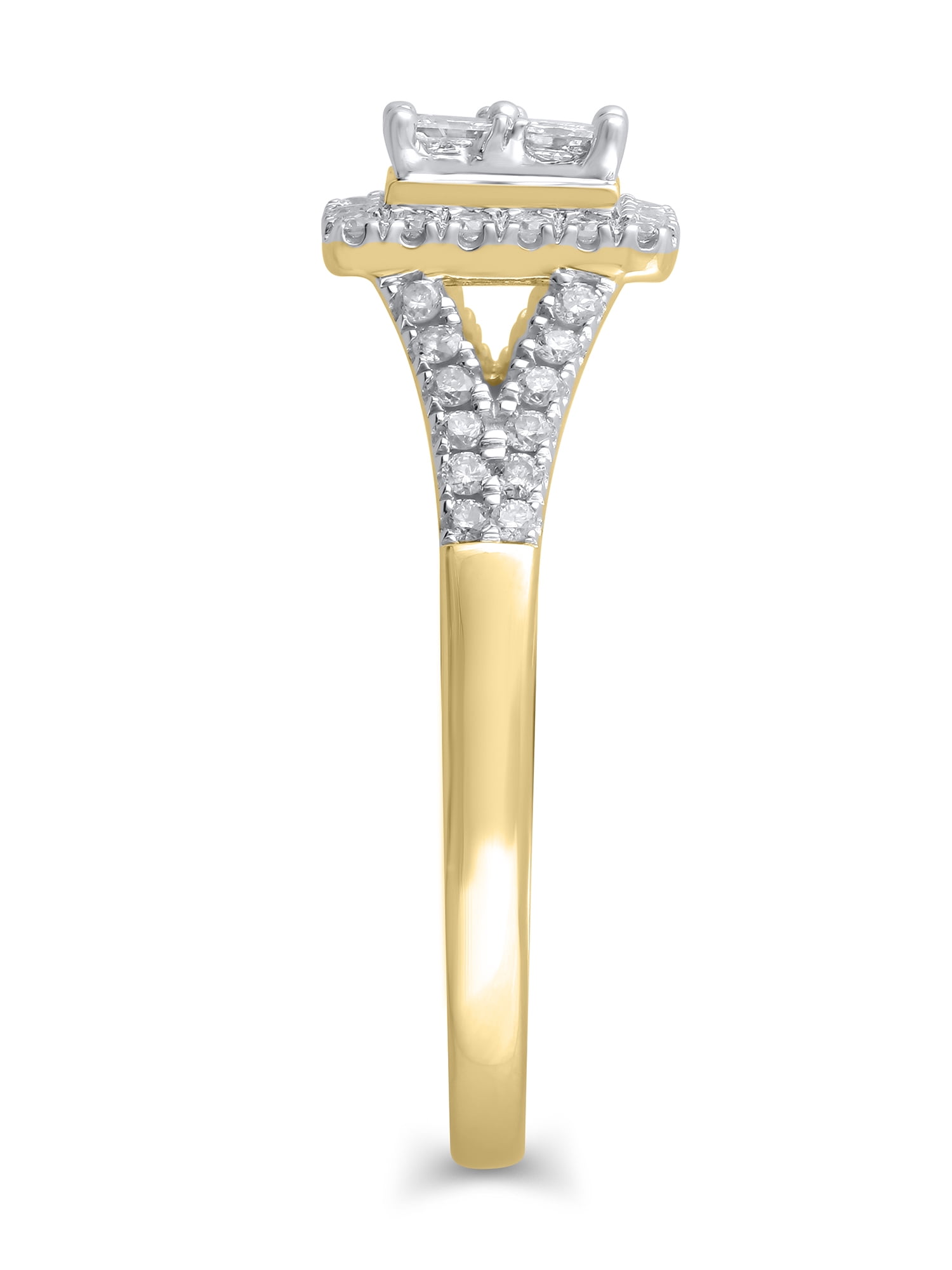 1/2 Carat T.W. (I2 clarity, H-I color) Brilliance Fine Jewelry Diamond Quad Engagement Ring in 10kt Yellow Gold, Size 8