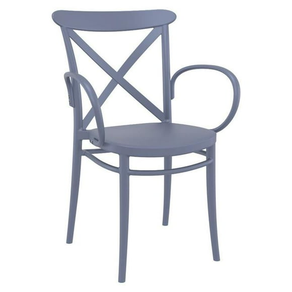 Siesta Exclusive ISP256-DGR Cross XL Resin Outdoor Arm Chair Dark Gray - set of 2