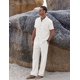 thumbnail image 4 of Conjunto de lino para hombre COOFANDY: camisa de manga corta y pantalón, 4 of 5