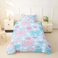 thumbnail image 2 of spefrowx Fruit Love Heart Bow Twin Duvet Cover for Girls, Blue Pink Cherry Strawberry Twin Bedding, Pink Reversible, 2pcs, 1 Duvet Cover and 1 Pillowcase, 2 of 6