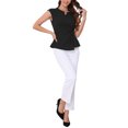 thumbnail image 2 of Camisetas de trabajo casuales para mujer INSPIRE CHIC con cuello en V y mangas cortas, talla XS, color negro, 2 of 6