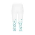thumbnail image 3 of Yoga Sweatpants for Women Summer Athletic Skinny Elastic Waist Fashion Print Capri Pants Tight High Rise Stretch Slimming Pants, Blue, XXL, 3 of 5