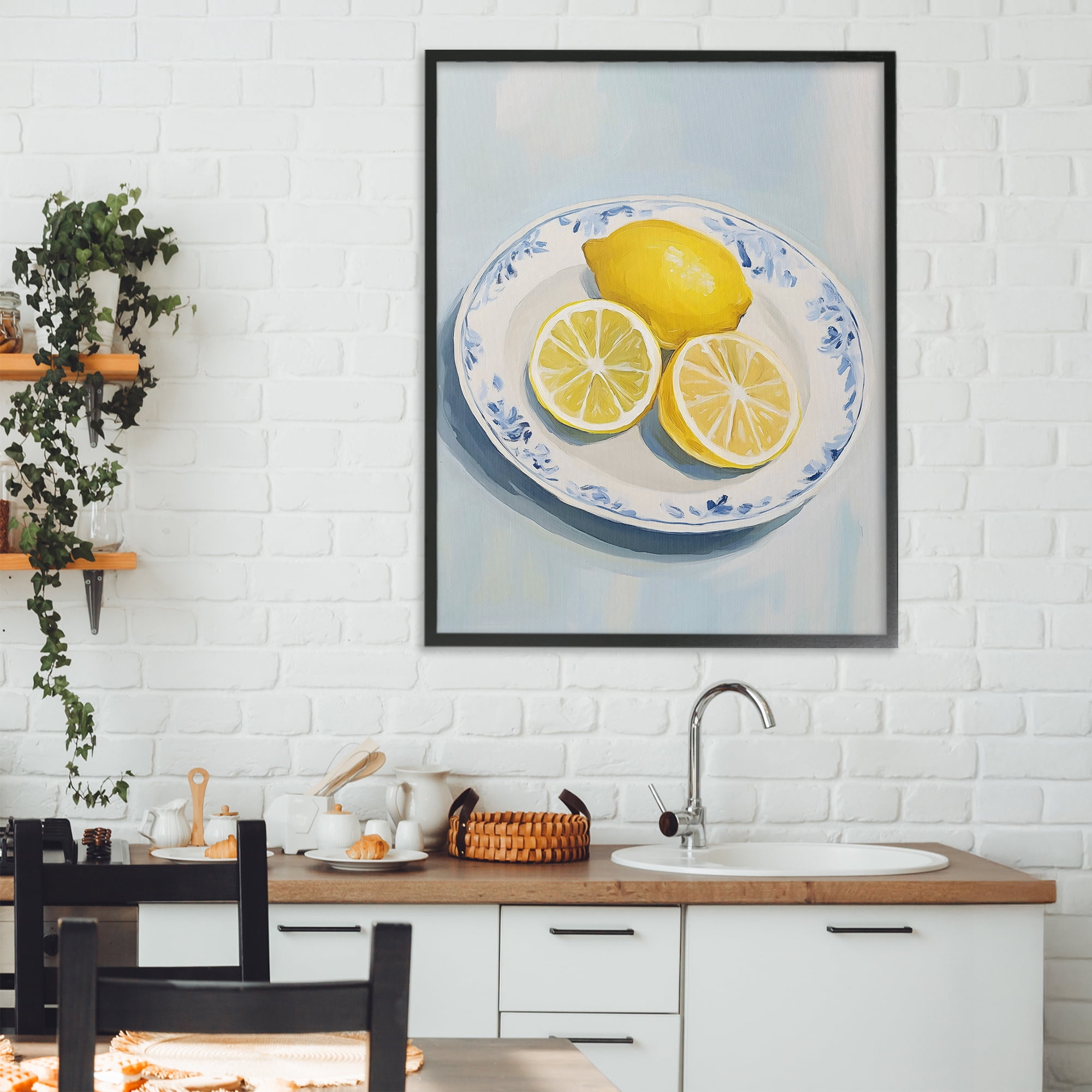 Stupell Industries Plate of Juicy Lemons Black Framed Giclee Art, design by The Prints Vibe