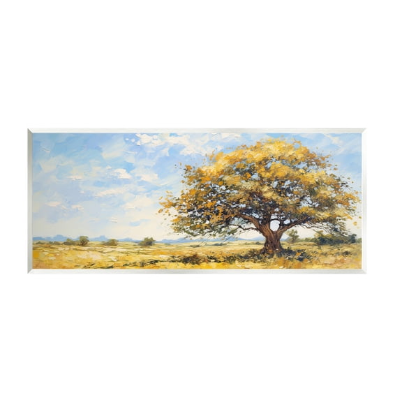 Stupell Industries Sycamore Tree in Field Landscape Painting Unframed Art Print Wall Art, 17 x 7