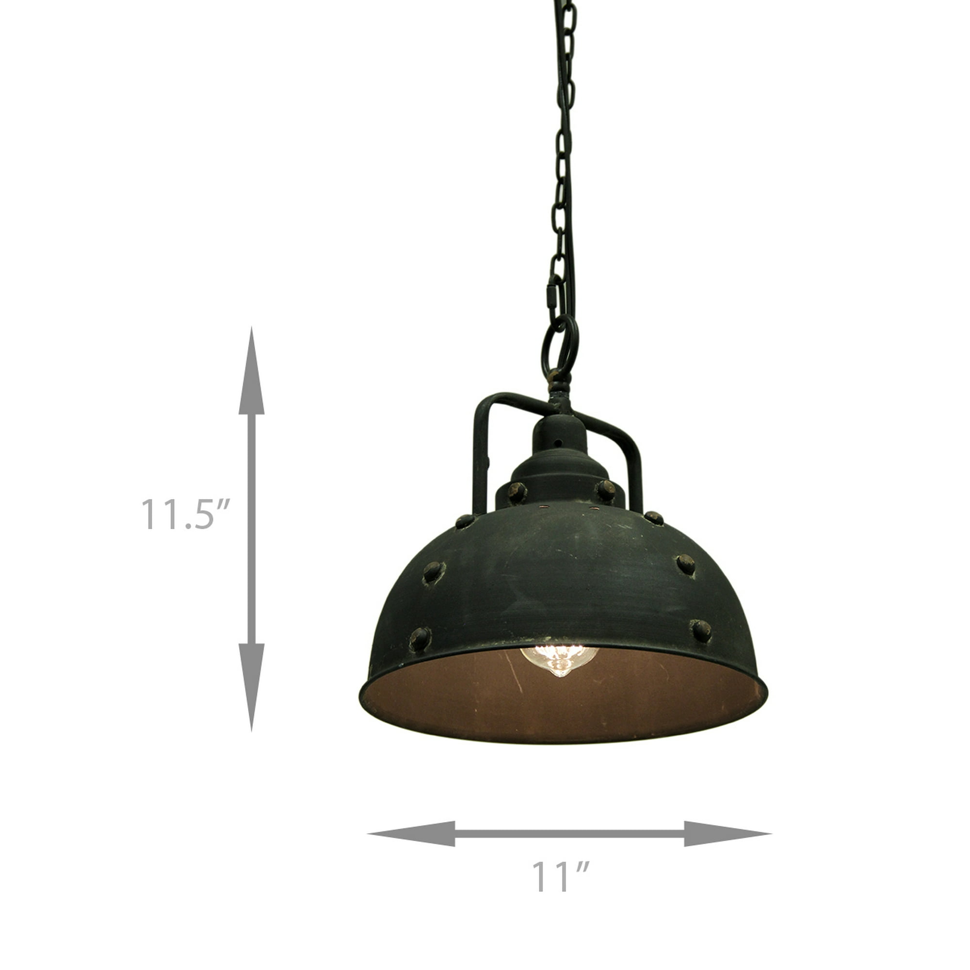 Vintage Industrial Rustic Blackened Metal Farmhouse 84 Inch Chain Pendant Light