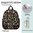 thumbnail image 5 of Mushroom and Fern Black Pattern Backpack for School, Cute School Bag with Adjustable Shoulder Straps and Padded Back, 13.8"x11.4"x6", 5 of 5