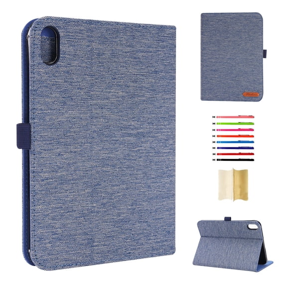 Case for iPad mini 6th Gen 8.3" 2021 / iPad mini 7th Gen (A17 Pro) 2024, Vintage Fabric PU Leather Folio Cover Soft TPU Inner Multiple Viewing Angles Stand with Card Slots Auto Sleep / Wake - Blue