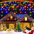 thumbnail image 1 of XURISEN Icicle Christmas Lights Outdoor 1280 LED 132ft 240 Drops with 8 Modes Fairy Lights,Plug in Waterproof Timer Memory Function for Christmas Holiday Wedding Party Decorations(Multicolor), 1 of 8