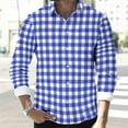 thumbnail image 6 of BiZtdJrK Men's Button Down Plaid Shirt Casual Long Sleeve Lapel Checkered Dress Shirts Regular Fit Work Tops, Blue, XXXL, 6 of 9