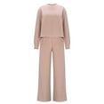 thumbnail image 3 of FAIWAD Two Piece Sets for Women Ribbed Knit Tops and Wide Leg Pants Casual Comfy Home Outfits Loungewear, 3 of 9