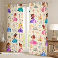 thumbnail image 2 of Erosebridal Cute Princess Curtains Pack of 2(38x45),Yellow Cartoon Girl Black Out Curtains,Castle Rainbow Print Curtains for Living Room For Girls,Microfiber Bedroom Decoration, 2 of 6