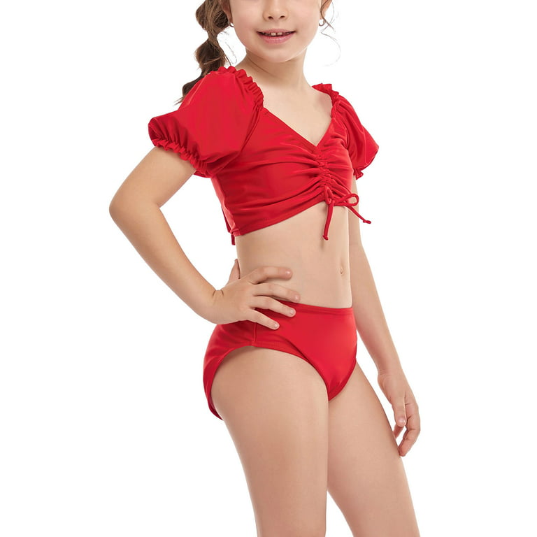 New Girls Cute Fringed Halter Neck Beach Bikini Swimsuit Teen Summer Outlet  Swimwear Fashion 2 Piece Bathing Suit Red - AliExpress