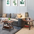 thumbnail image 4 of Wood Coffee Cocktail Sofa Table Matching End Table Set Metal Frame w/Storage Shelf, 4 of 10