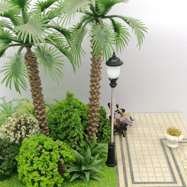10 Uds Figuras de lámpara de un solo cabezal en miniatura perfke Tren Ferrocarril Luces Estilo D
