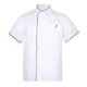 thumbnail image 5 of Uniforme unisex Camisa Ropa de cocinero Abrigo Chaqueta de trabajo de manga corta 5 Tamaños 2 Costura roja XXL Cola Uniforme de chaqueta de chef para hombres, 5 of 8