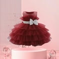 thumbnail image 2 of Mercatoo Kids Girls Puff Sleeve Mesh Tutu Princess Dress Prom P𝐚rty Dress Bow Tulle 𝐌ini Dress Girls Formal Dress, 2 of 9