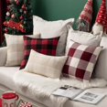 thumbnail image 6 of Pack of 2 Christmas Farmhouse Checkers Buffalo Plaids Polyester Linen Soft Solid White and Red Decorative Throw Pillow Covers Home Decor Cushion Case for Sofa Bedroom 16 x 16 Inch, 6 of 6