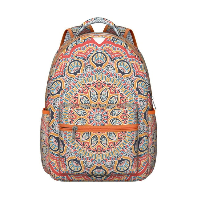 Sacred Symbolic Mandala Students Backpack Fashion Backpack with Vintage Traditional Mandala and Abstract Ornamental Pattern, Comfortable and Durable for School