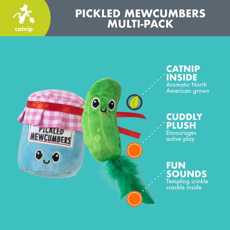 Quirky Kitty Pickled Mewcumbers Catnip Interactive Plush Cat Toy