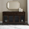 thumbnail image 2 of Walker Edison Transitional Sideboard with 4 Fluted Glass Doors, Dark Brown Oak, 2 of 10