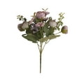 thumbnail image 2 of EDHITNR Vintage Silk Rose Bouquet, Artificial Flowers for Home Decor, Fake Flowers Arrangement for Living Room Bedroom Desktop Centerpiece, Purple, 2 of 6