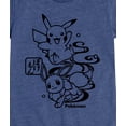 thumbnail image 3 of Pokémon - Wagara Pikachu Eevee Group - Girls Fitted Short Sleeve T-Shirt, 3 of 6