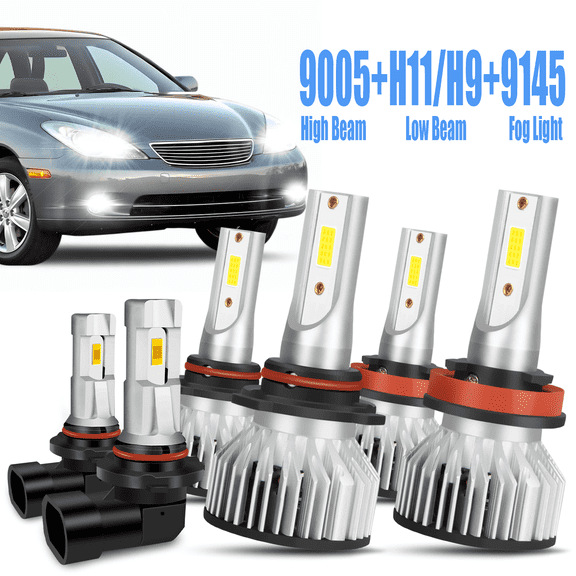 For Lexus ES330 2005-2006 -Front LED Headlight High & Low Beam   Fog Light Bulbs 6pcs