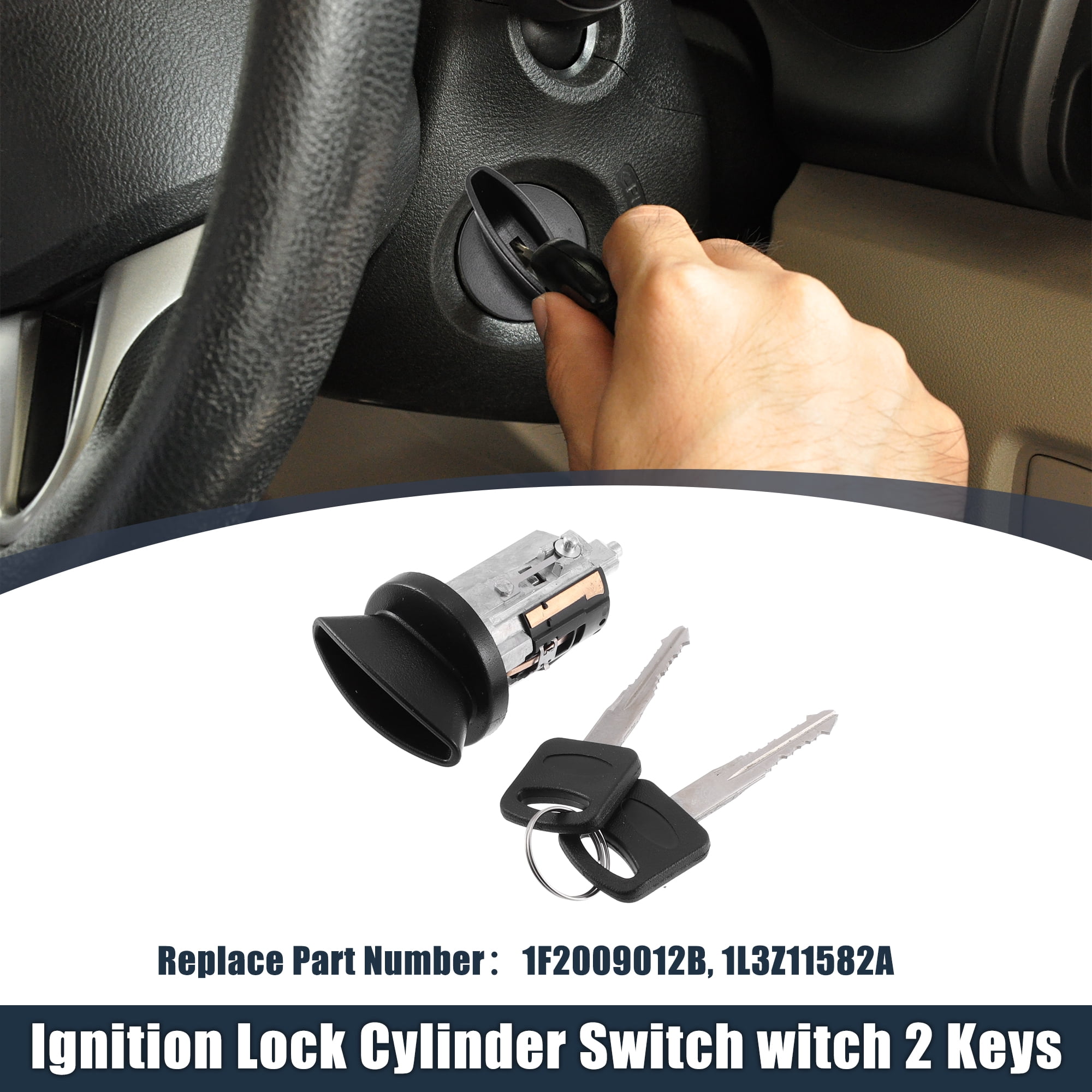 Unique Bargains Ignition Switch Lock Cylinder with Key Replace for Ford F-150 F-250