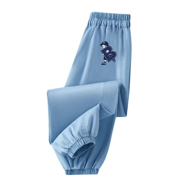WEIYLL Pantalon Garçon Extérieur Élastique Été Printemps Tenue de Jeu Col Rond Motif Imprimé Bleu Clair1 Pantalon Décontracté d'Automne Taille 3-4 Ans