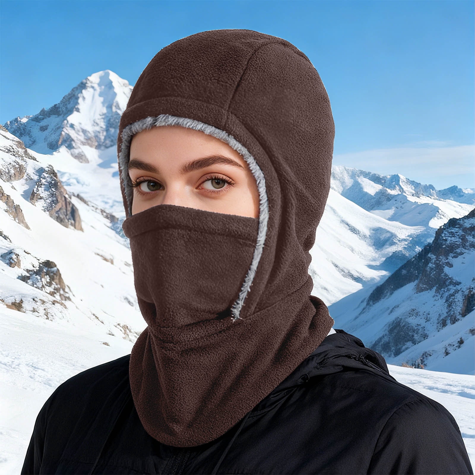 Uscallm Warm Winter Car Seat Cushion, Unisex Winter Balaclava Face Mask, Full Coverage Windproof Cold Weather Gear, Thermal Neck Warmer Ear Protection Hat